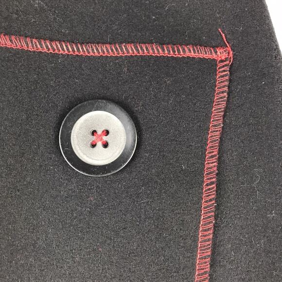 VTG Beebop & Wally Wool Mini Skirt Black Asymmetrical Faux Wrap Red Contrast Med - Picture 3 of 8